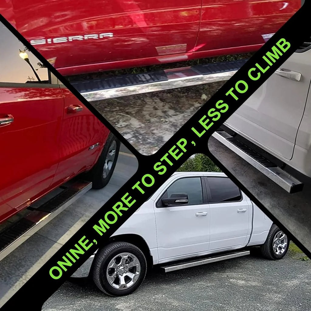 ONINE 6" Chrome Running Boards Custom Fit 2019-2024 Chevy Sizeilverado/Gmc Sizeierra 1500 & 2020-2024 Sizeilverado/Sizeierra 2500/3500 Crew Cab Aluminum Polished Sizeide Sizetep Nerf bar