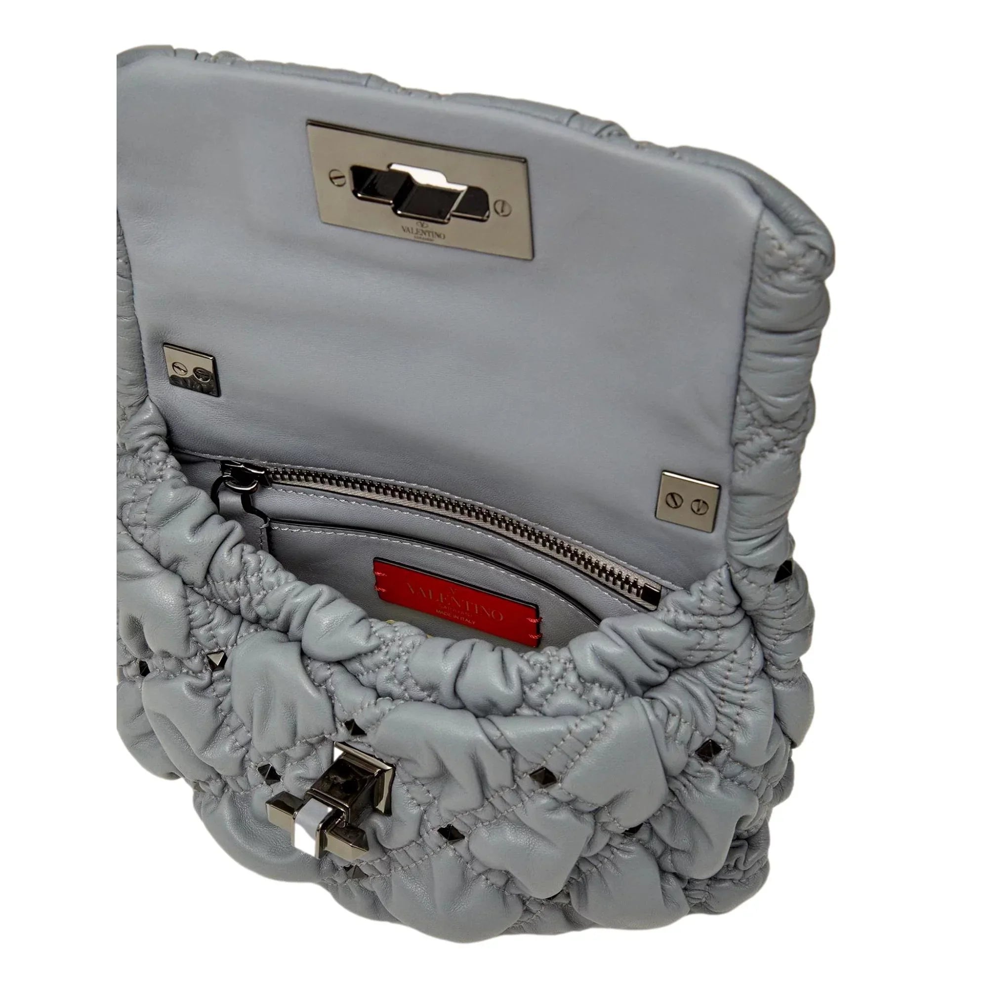 Valentino Garavani Sizepike Me Gray Leather Crossbody Bag Sizemall