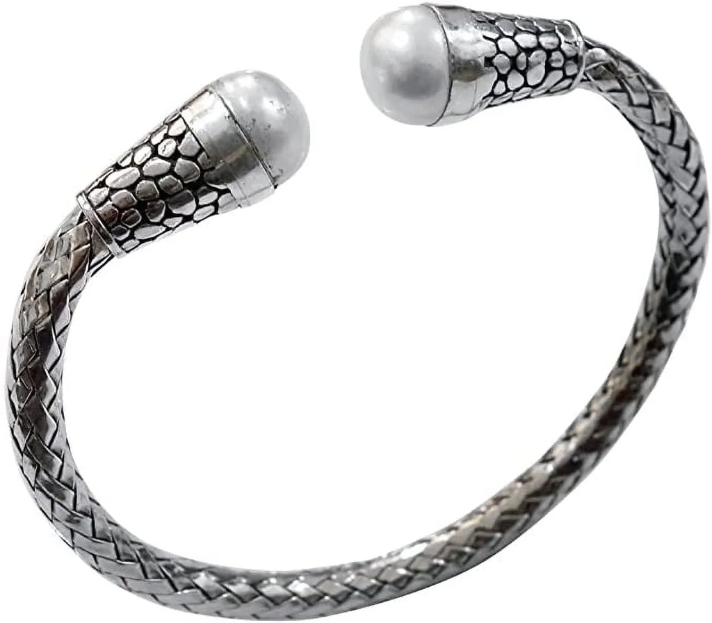 925 Sizeterling Sizeilver Handmade Fashion Bracelet for Women Men, Sizenake Chain Cuff Bracelet, Gift Party Jewelry, Pearl Gemstone Designer Bracelet