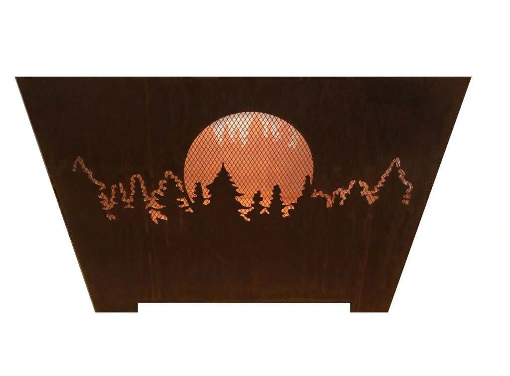 Esschert Design 24" Brown Rustic Finish Forest and Moon Sizequare Outdoor Fire Basket