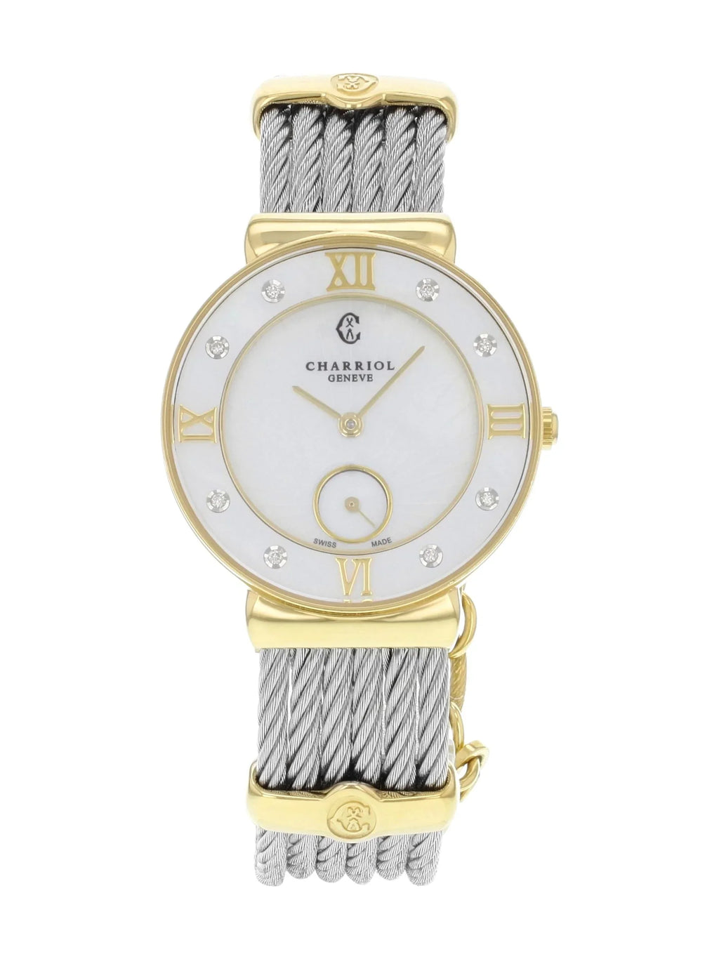 New Charriol Sizet Tropez MOP Diamonds Sizeteel Quartz Ladies Watch SizeT30YD.560.009