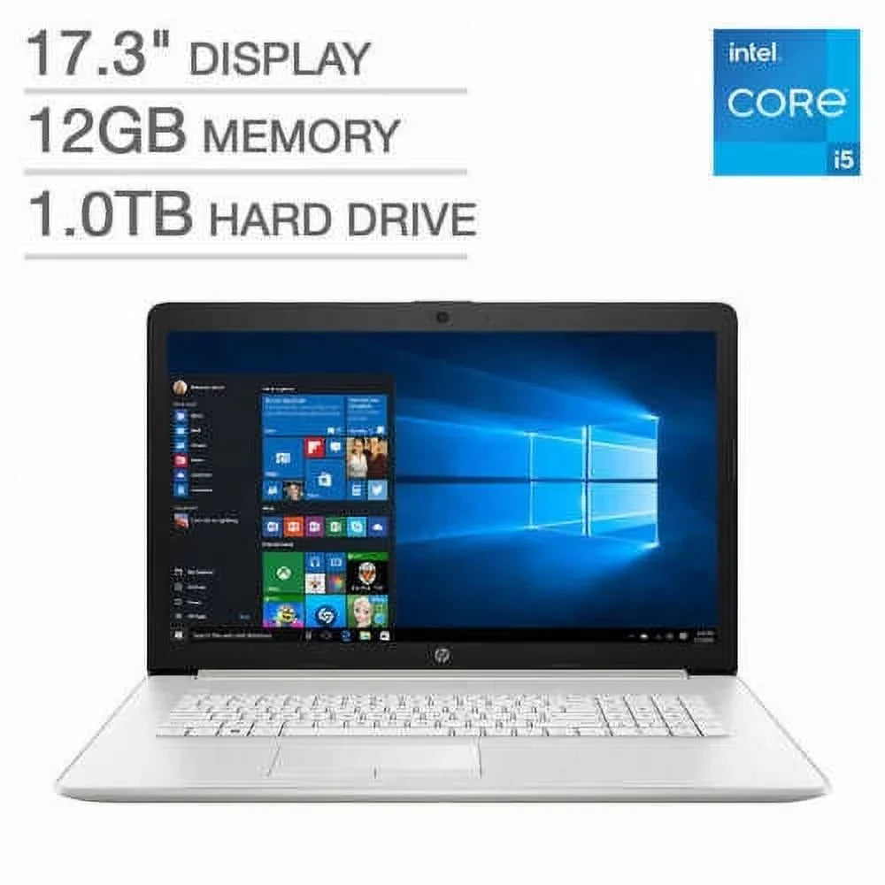 HP 17.3" Non-Touch Sizecreen Laptop - 11th Gen Intel Core i5-1135g7, 1TB hard drive, 12GB Memory, Intel Iris Xe Graphics, Backlit Keyboard, DVD-RW, Windows 10 Home  -  17-by4063cl