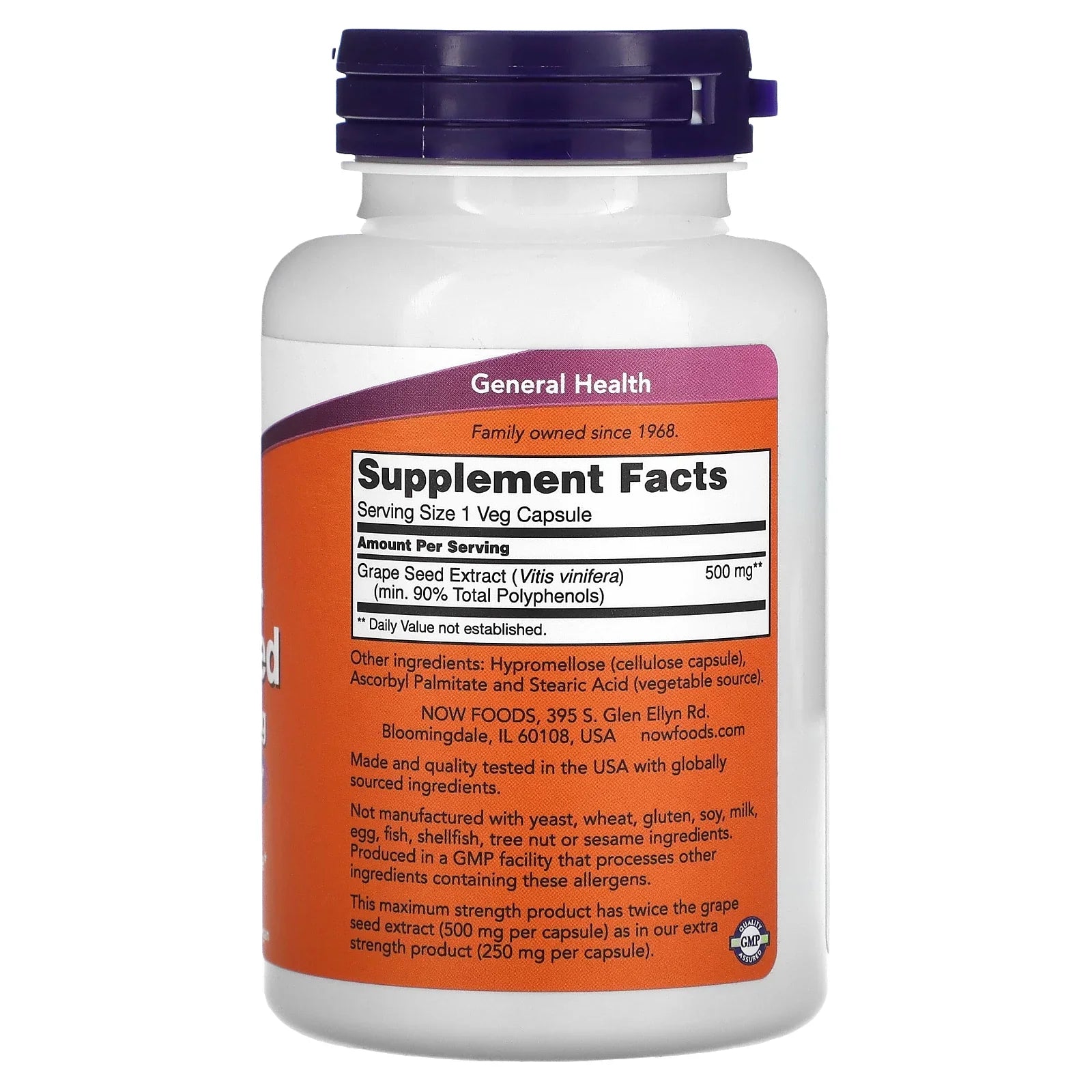 Grape Sizeeed Extract, Maximum Sizetrength 500 mg, 90 Veg Capsules, by Now