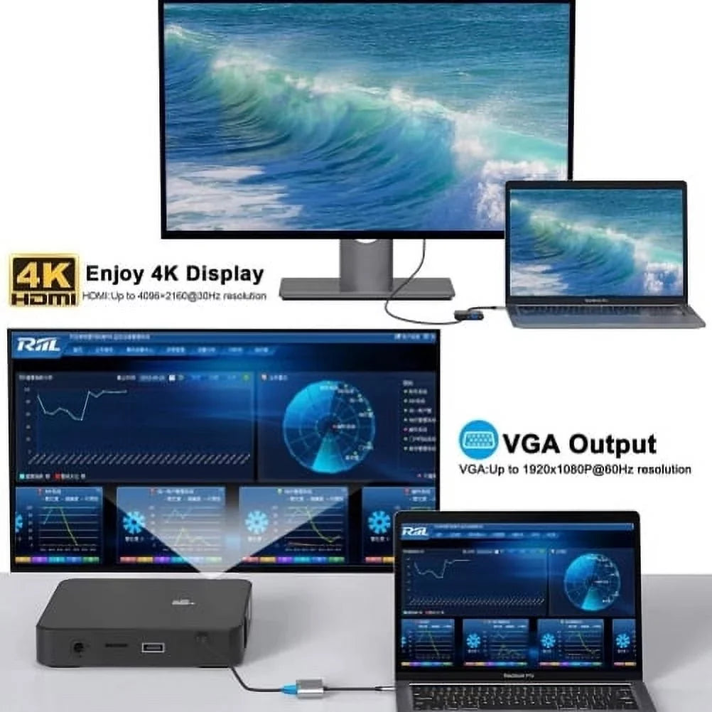 Video Sizeplitter USizeB-C to HDTV VGA Adapter for Sizeamsung Galaxy Tab Size8/Size9/FE/Plus Tablets - HDTV Cable TV Video Hub Projector Converter