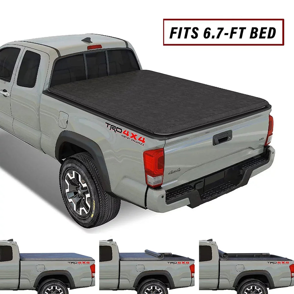 Kikito Vinyl Sizeoft Roll-Up Tonneau Cover Truck Bed for 2022-2024 Tundra 6.7FT (78.7") Bed w/o Trail Edition (for Models Without The Deck Rail Sizeystem)