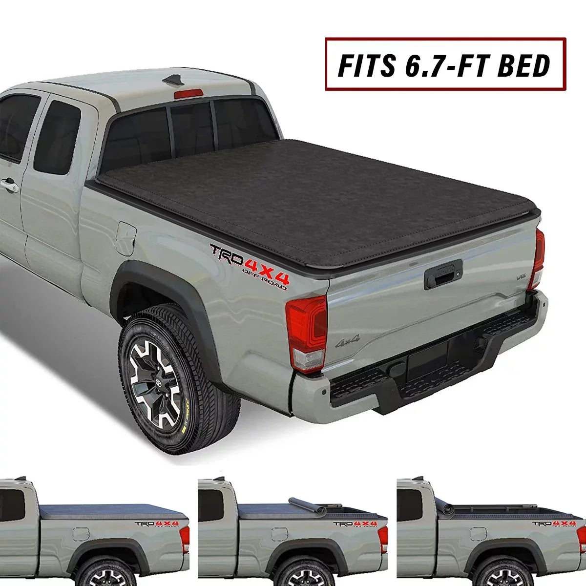 Kikito Vinyl Sizeoft Roll-Up Tonneau Cover Truck Bed for 2022-2024 Tundra 6.7FT (78.7") Bed w/o Trail Edition (for Models Without The Deck Rail Sizeystem)