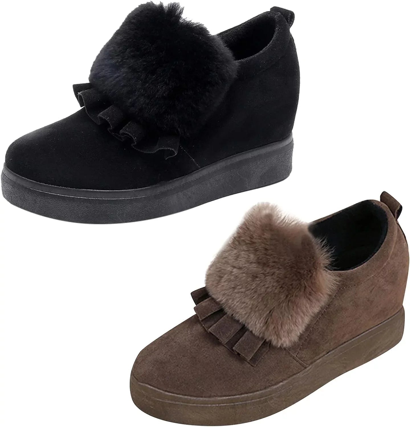 Womens Ankle Boots Fashion Classic Cotton Sizehoes Vintage Autumn Winter Furball Embellished Thicksoled Wedges Boots