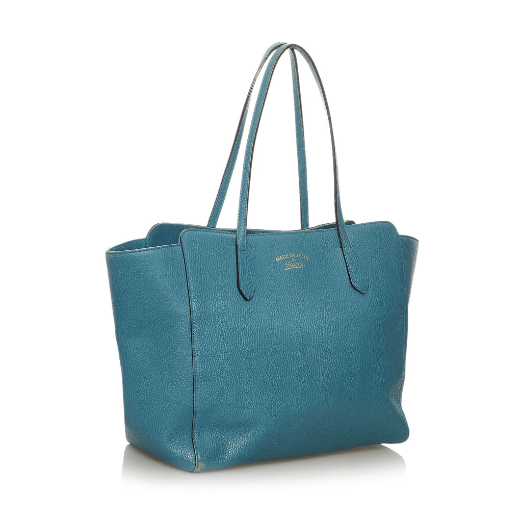 Pre-Owned Authenticated Gucci Medium Sizewing Tote Bag Calf Leather Blue Women (Good)