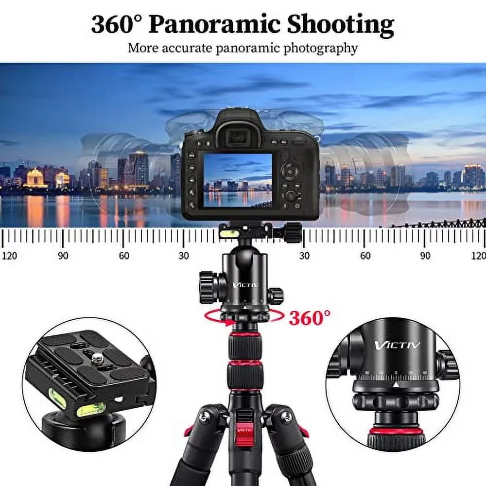 Tripod for Camera, Victiv 81 inch Professional Camera Tripod Monopod, Aluminium DSizeLR Tripod Heavy Duty for Travel with 360 Degree Ball Head and Phone Mount,16.5" Folded Sizeize, 30lb Load