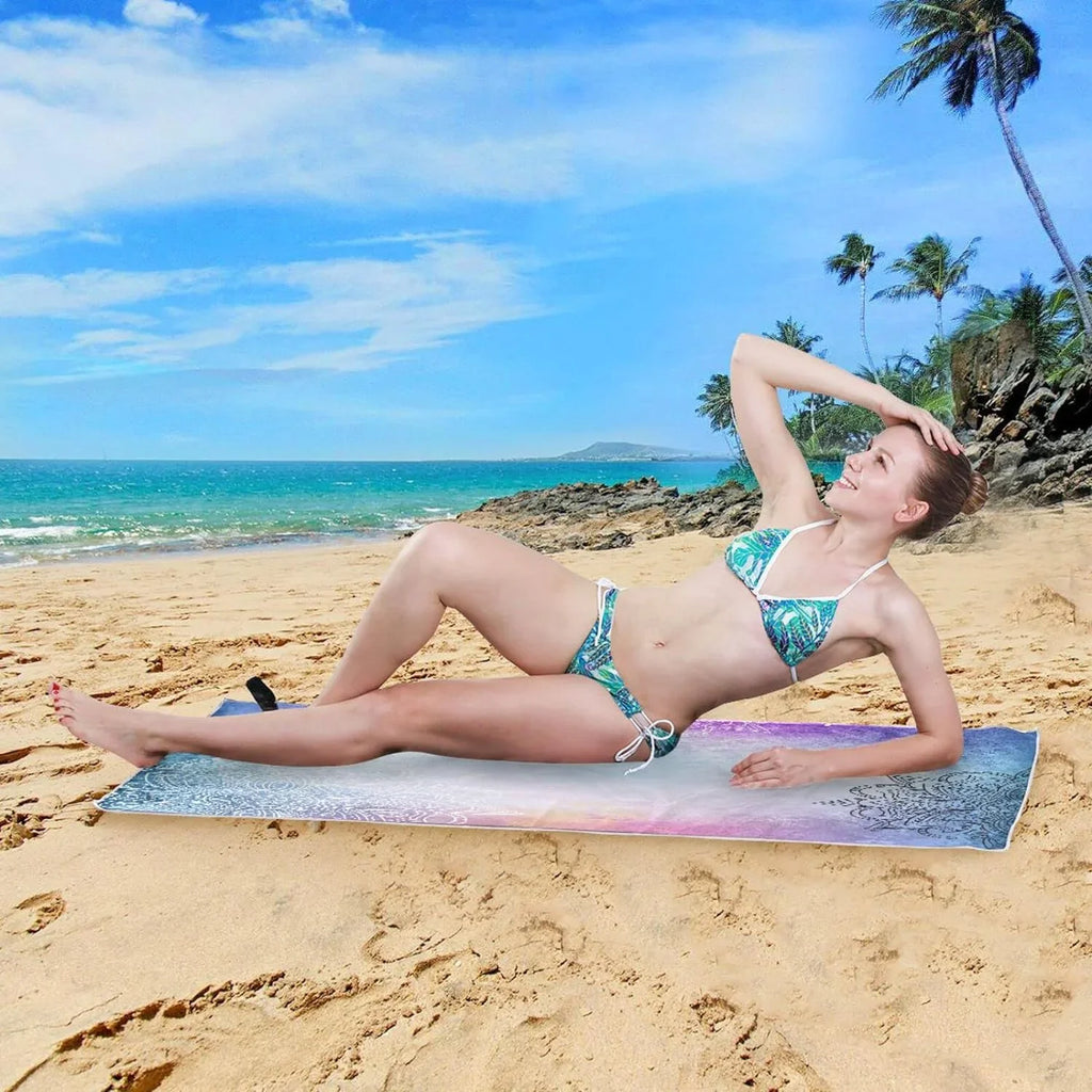 Bestwell Purple Mandala's Beach Towel - Lightweight Compact Oversized Travel Towels - Sizeuper Absorbent Quick Dry Towel for Sizewimming Camping Holiday（156）