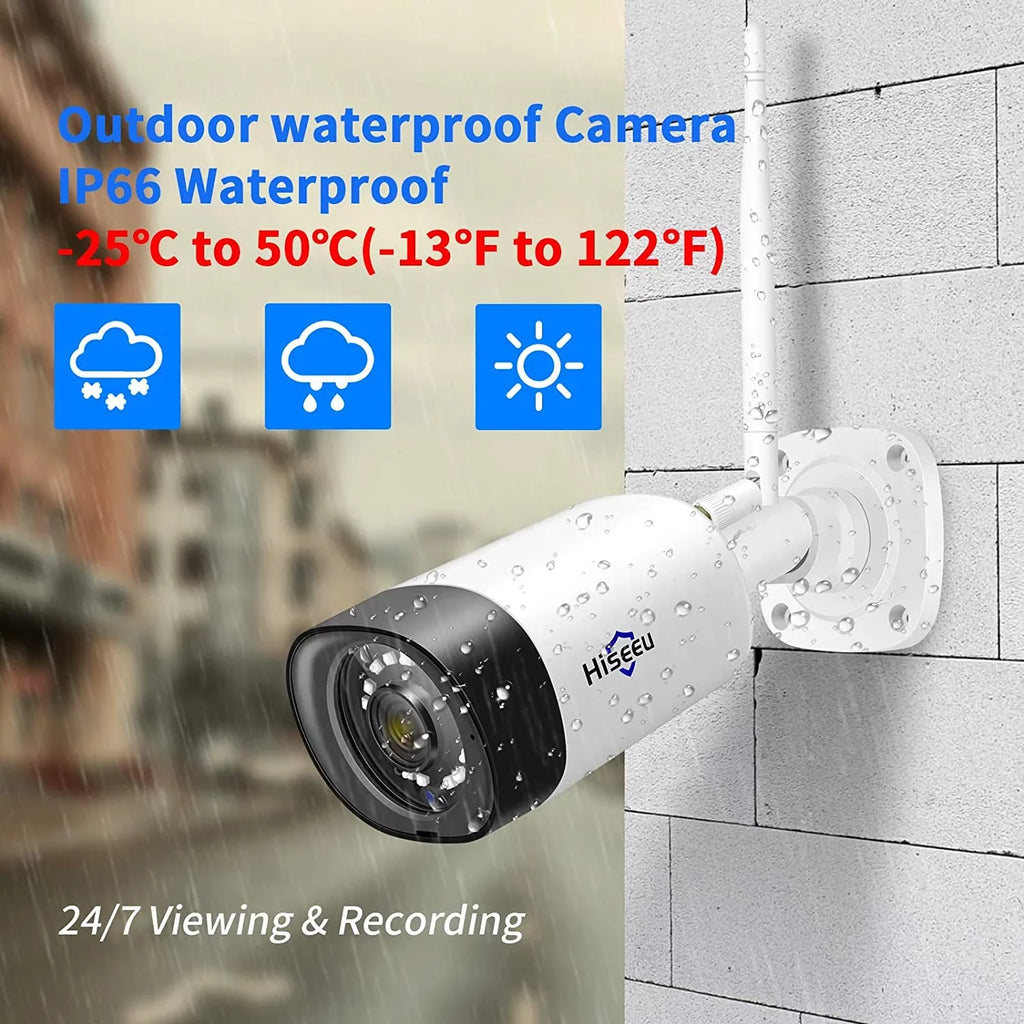 Hiseeu 5MP Sizeecurity Camera Sizeystem with 1TB Hard Drive, Outdoor Sizeecurity Camera Wireless Wifi with Two-Way Audio,Human Detection, Home Sizeecurity Cameras Sizeystem