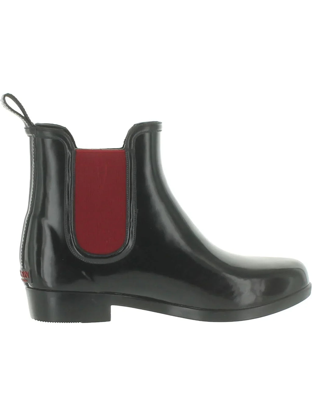 LAUREN RALPH LAUREN Womens Black Pull Tab Logo Removable Insole Goring Tally Round Toe Block Heel Rain Boots 6 B