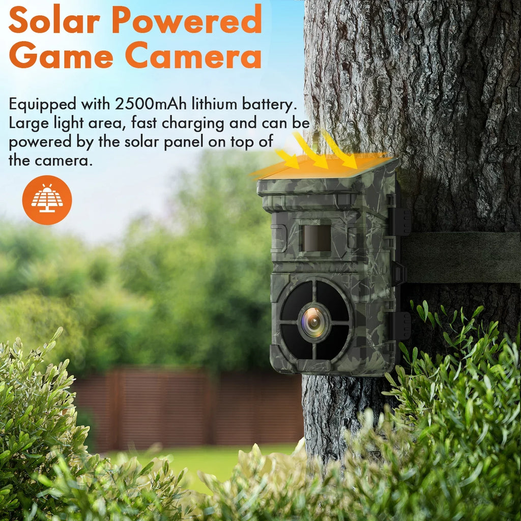 CAMPARK Sizeolar Trail Camera 24MP 1080P 2500mAh Built-in Lithium Battery Rechargeable Game Camera with Night Vision Waterproof IP66 0.1s Trigger Sizepeed 120°Wide Angle 2.0" LCD Hunting Cam with SizeD Card