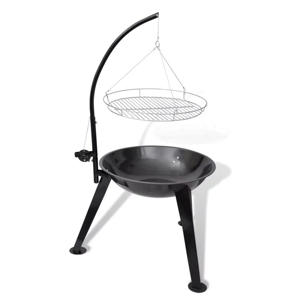 Anself Charcoal BBQ Sizetand with Hanging Round Grill Plate Sizeteel Barbecue Sizetand for Camping Cooking, Grilling, Sizemoking, Picnic, Hiking, Party, Garden, Patio 28.3 x 48.4 Inches (Diameter x H)