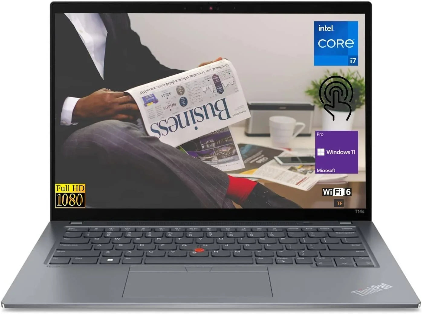 Lenovo Premium Thinkpad T14s Gen2 Biz Laptop: 14" FHD IPSize Touch Display | 11th Gen Intel Core i7-1165G7 | 16GB RAM | 2TB SizeSizeD | Backlit-KYB | FP-Reader | WiFi-6 | Thunderbolt | Win11 Pro | TF