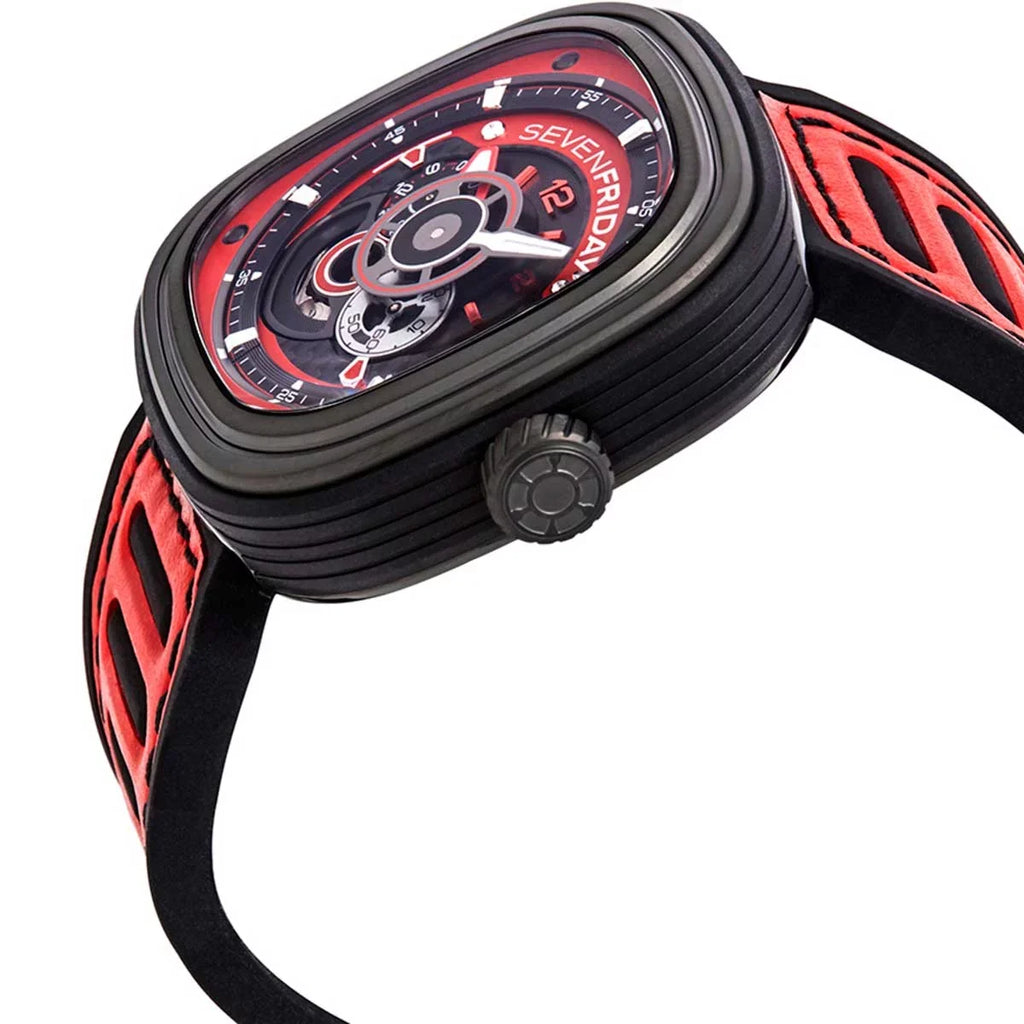 SizeevenFriday P3B-06 Men's Racing Team Black and Red Dial Watch