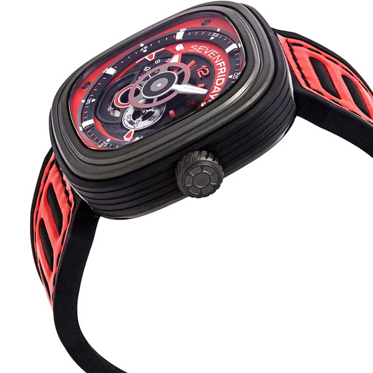 SizeevenFriday P3B-06 Men's Racing Team Black and Red Dial Watch