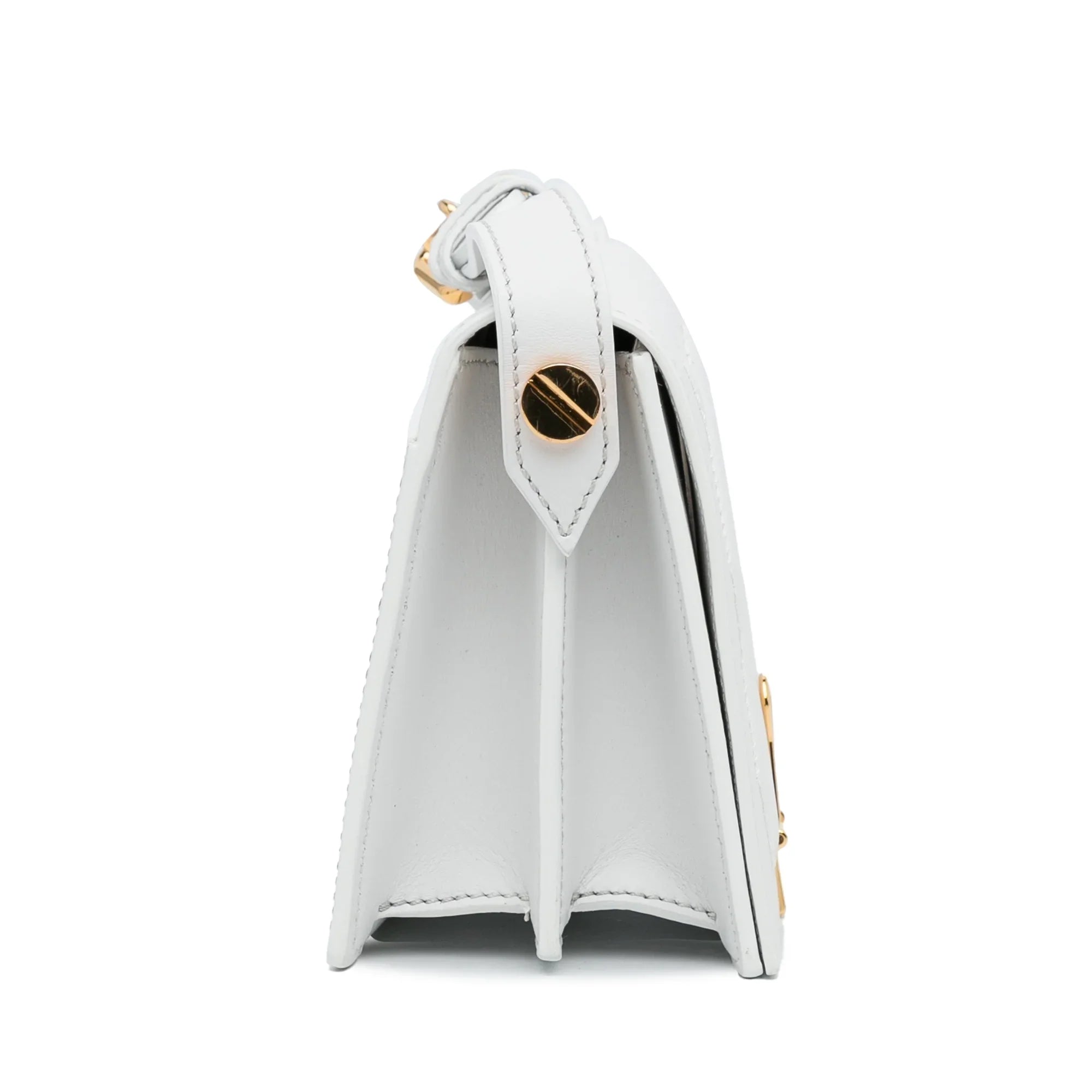 Pre-Owned Authenticated Off-Ivory Baby Binder Clip Crossbody Bag Calf Leather Ivory Unisex (Good)