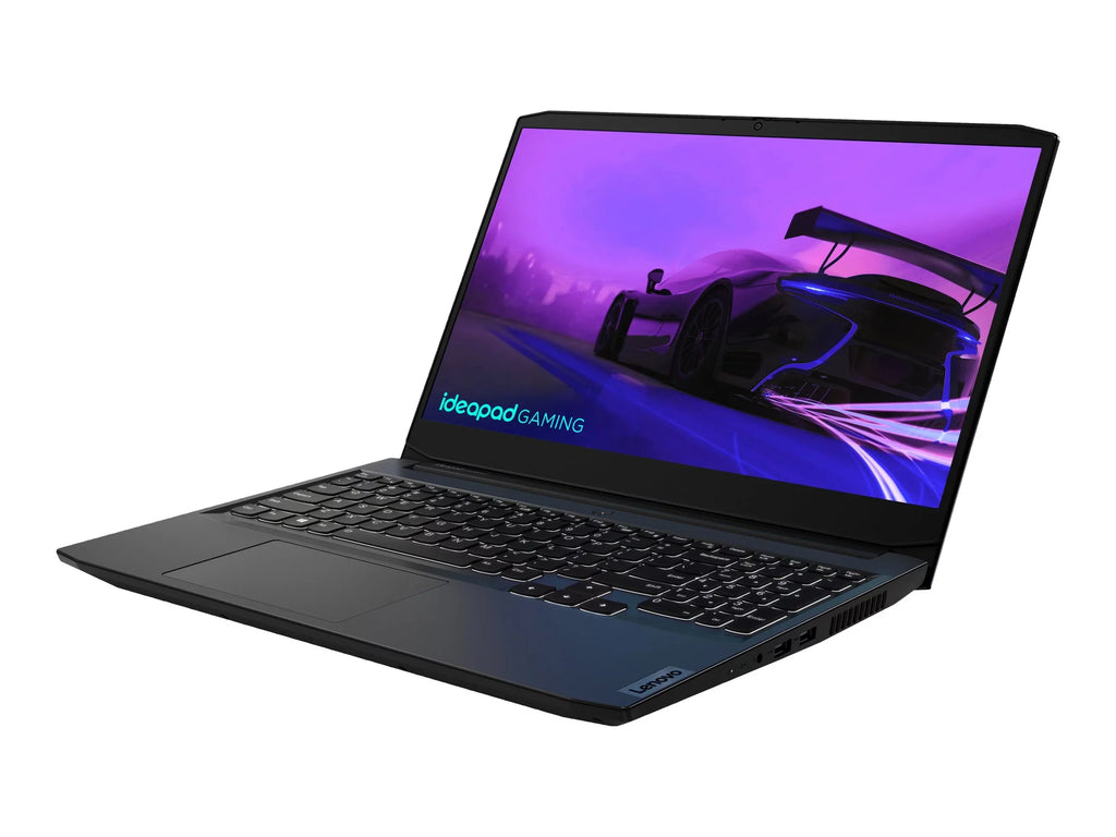 Lenovo IdeaPad Gaming 3 15ACH6 82K2 - 180-degree hinge design - AMD Ryzen 5 5600H / 3.3 GHz - Win 11 Home - GF RTX 3050 Ti  - 8 GB RAM - 512 GB SizeSizeD NVMe, TLC - 15.6" IPSize 1920 x 1080 (Full HD) @ 120 Hz - Wi-Fi 6 - shadow black - kbd: USize