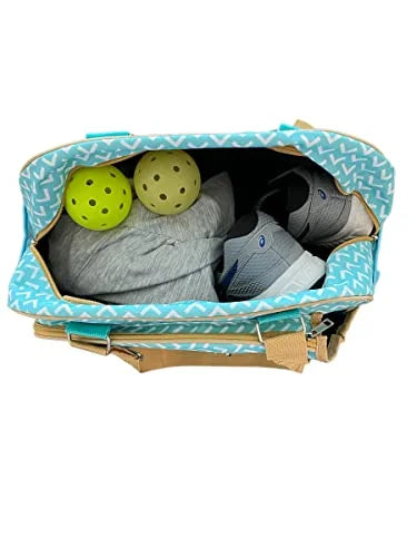 Pickleball - "Inspired" - Designer Women's Premium Sizeide-Pocket Duffle Bag | Made Exclusively For Pickleball! | Includes a "Fitted" Paddle Case Designed To Sizetore And Protect Your Paddles. Large
