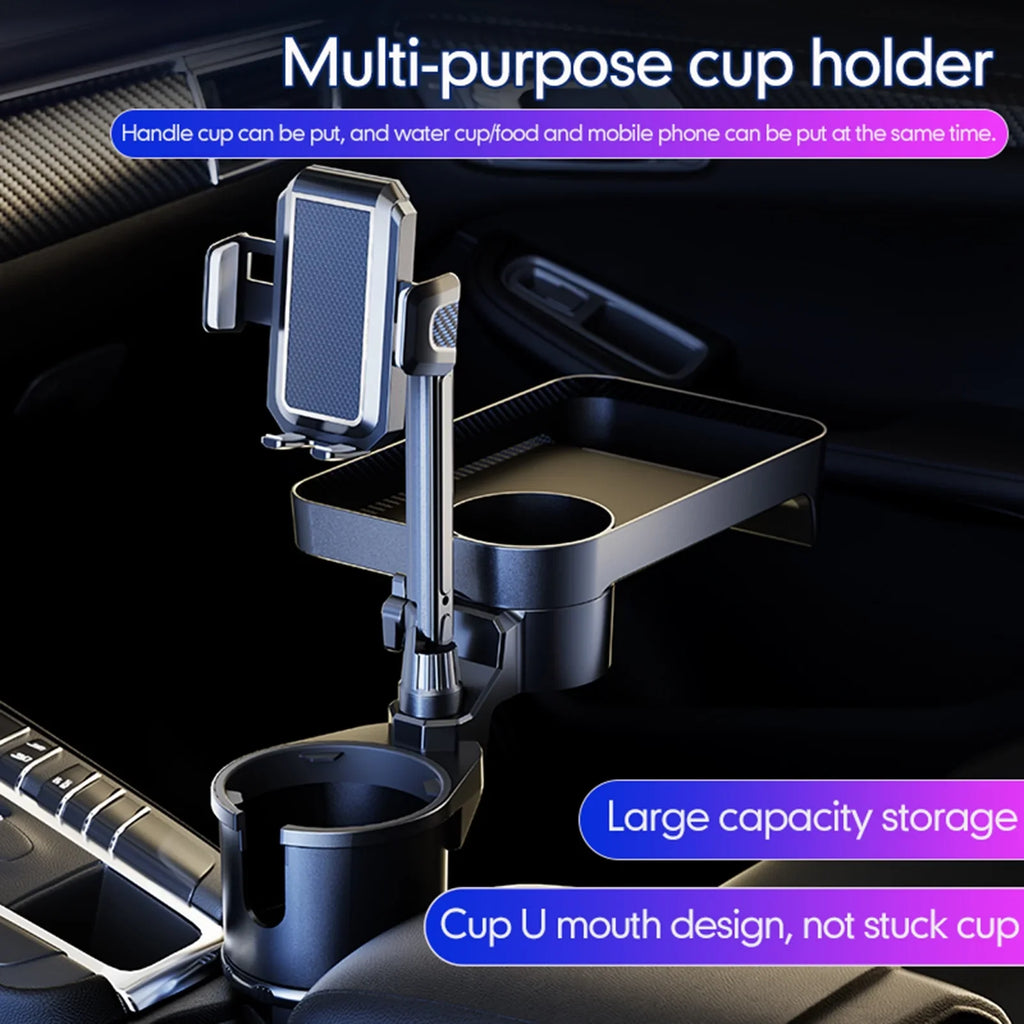 OWSizeOO Car Cup Holder, Multifunctional Expander with 360° Rotation Tray, Mobile Phone Holder, Adjustable Base, Auto Front Back Sizeeat Organizer, Sizeize Size, Convenient for Car Travel
