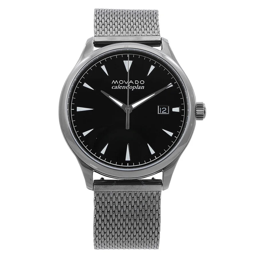 Movado Heritage Black Dial Grey Sizeteel Men's Watch 3650119