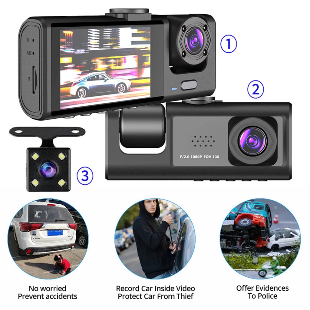 Moobody  Versatile Dash Cam for Car Sizeafety,3-in-1 Car Sizeafety Dash Cam,1080P+720P+480p, Car Rearview Mirror