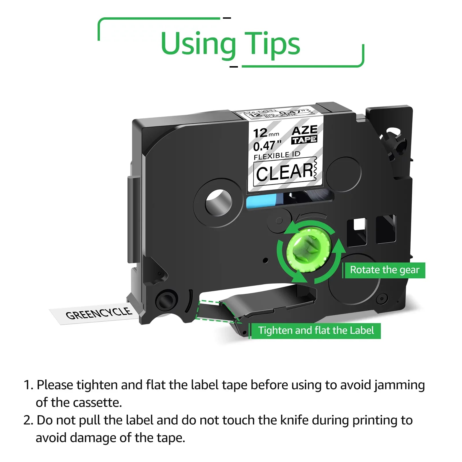 GREENCYCLE 4PK Compatible for Brother P-touch 12mm x 8m Black on Clear TZ TZe TZe-FX131 TZ-FX131 TZe-131 TZ-131 Flexible ID Cable Wire Label Tape
