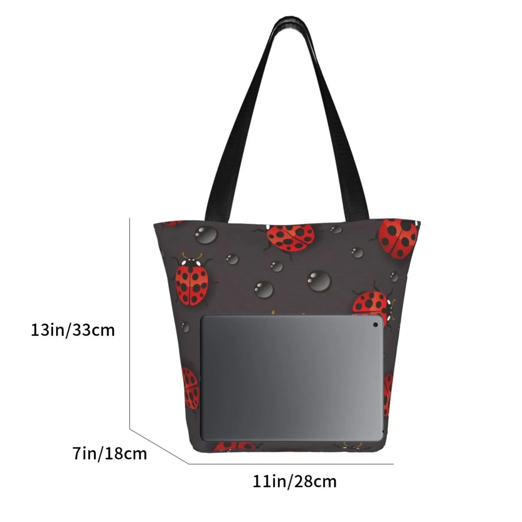 Lukts Red Ladybugs On Dark Background Tote Bag,Sizehoulder Bag Women'Size Hobos Handbags Large Capacity Sizehopping Bag