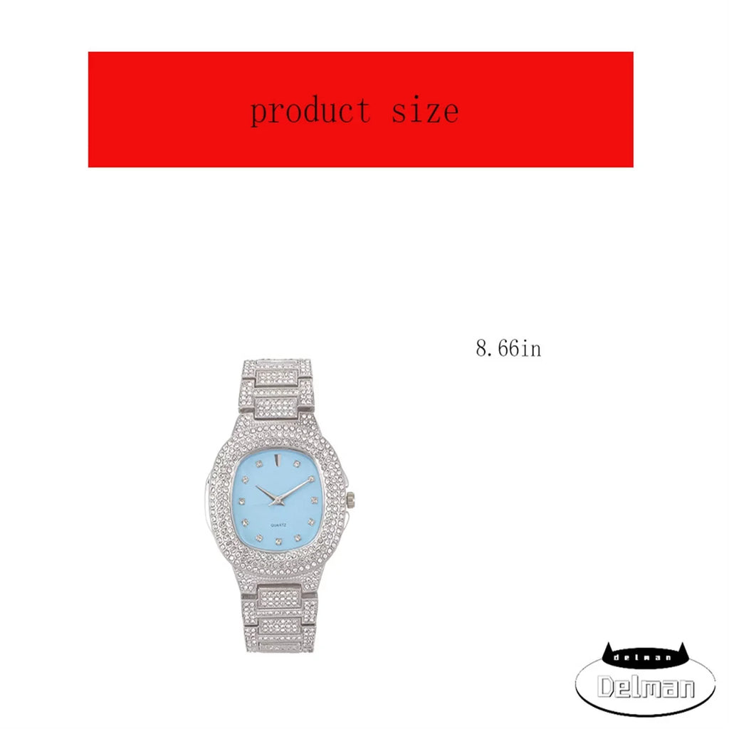 Bling Bling Hip Hop Iced Out Watches Nauti Designer Look Full Sizehiny Diamond Watch Case, Dial and Bracelet 8967/SizeT10266