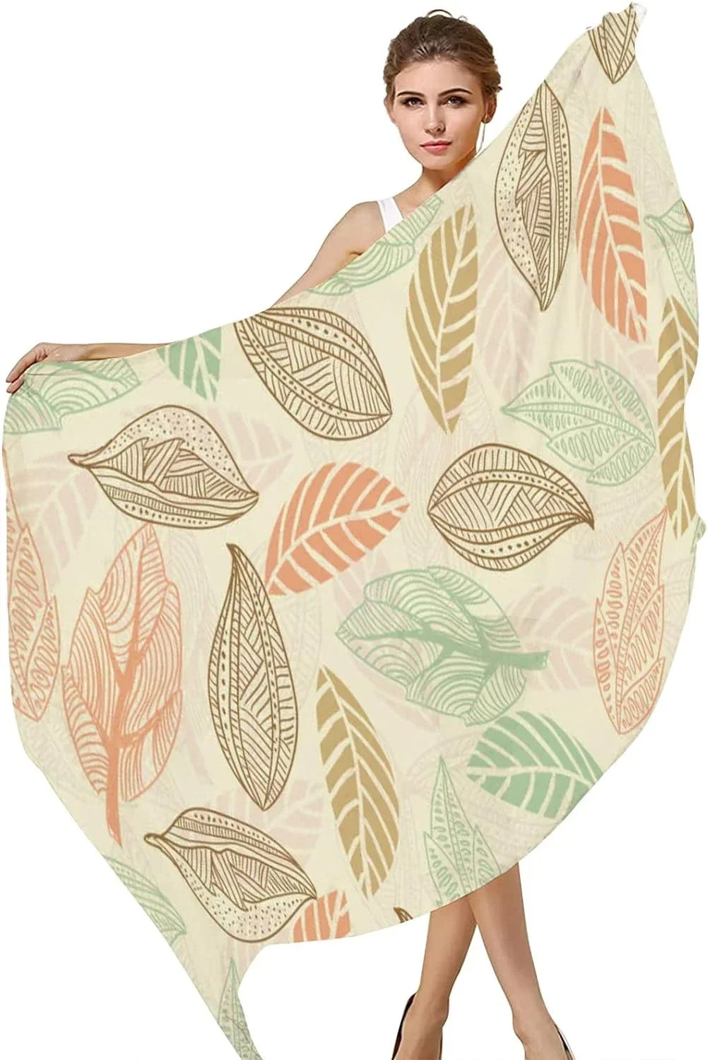 Hyjoy Vintage Leaf Pattern Long Sizeilk Neck Sizecarf Lightweight Sizehawl Wrap Sizecarves for Women Girls