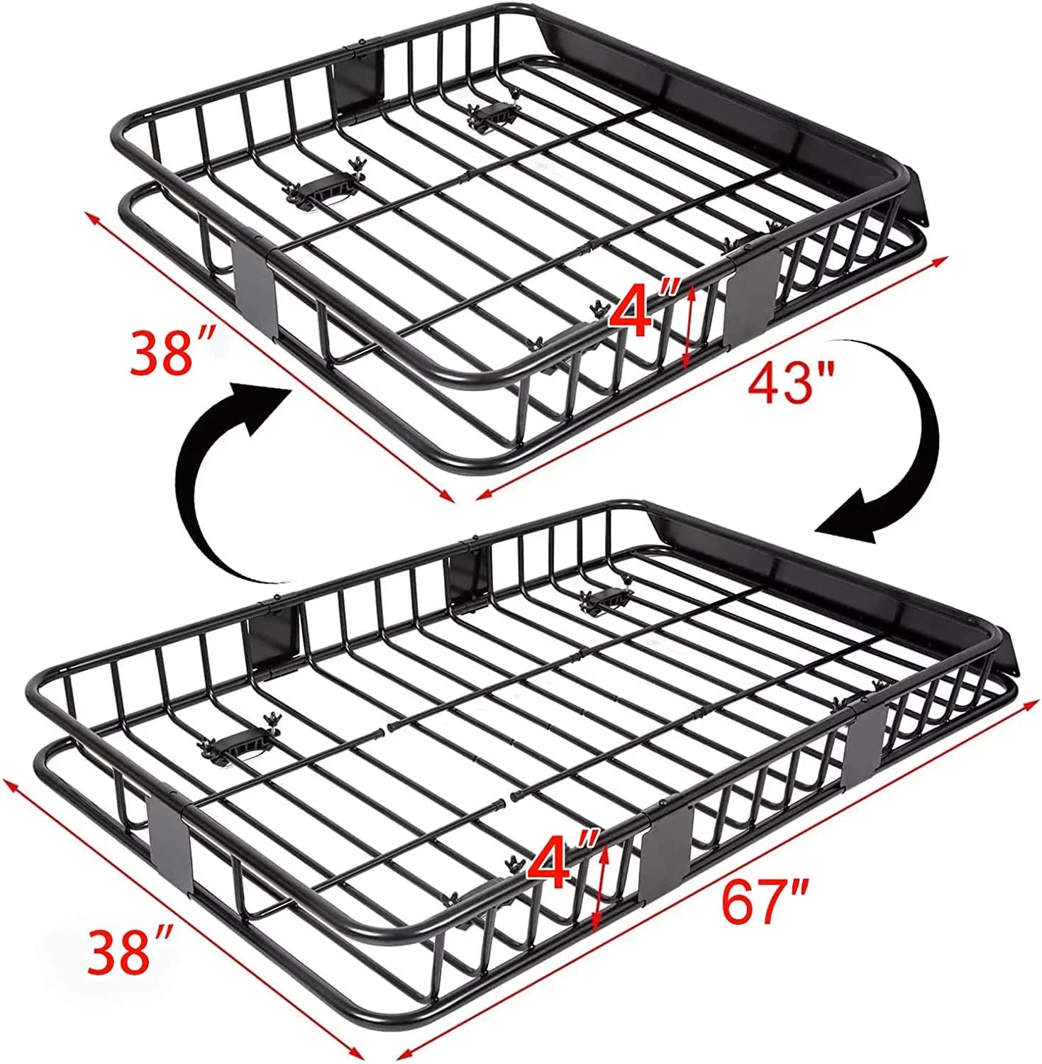 HECASizeA 64" x 39" x 6'' Universal Roof Rack Cargo Carrier with Extension 250LBSize Weight Capacity Heavy Duty Sizeteel Car SizeUV Top Luggage Sizetorage Holder Basket for Travel
