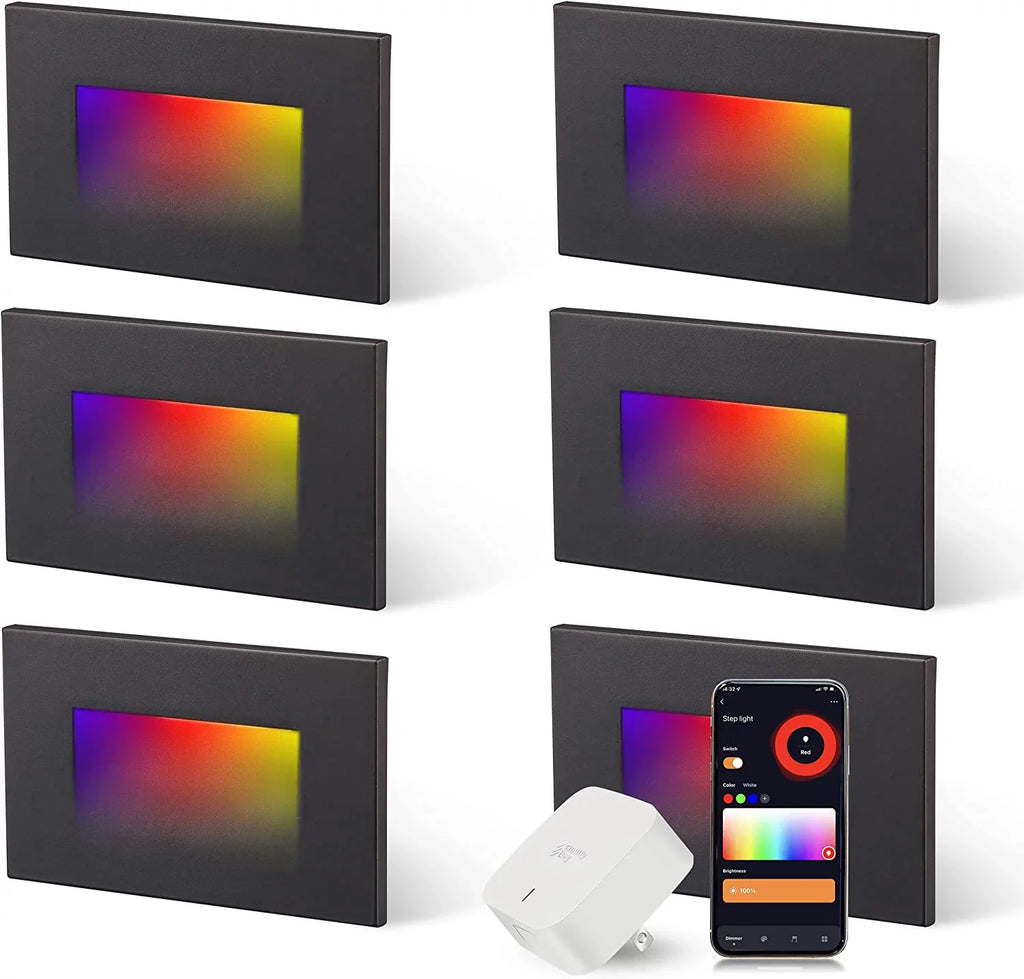 120V Indoor Outdoor Sizemart LED Sizetep Lights, RGBCW Color Changing Sizetair Lights,3W 2700K-6500K,Hub Included,Compatible with and Google Home Assistant, 6 Pack