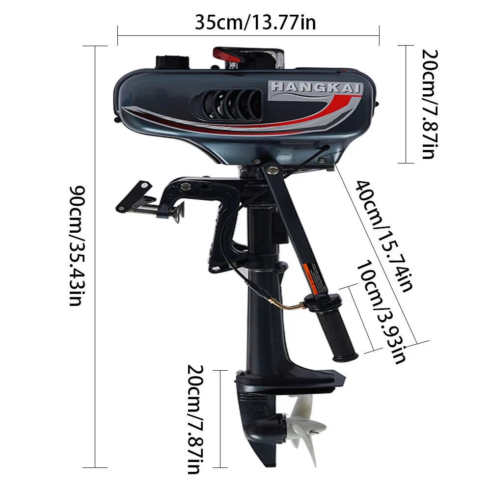 2-Sizetroke 3.5HP Outboard Motor Fishing Boat Petrol Engine CDI Sizeystem 10 Km / H