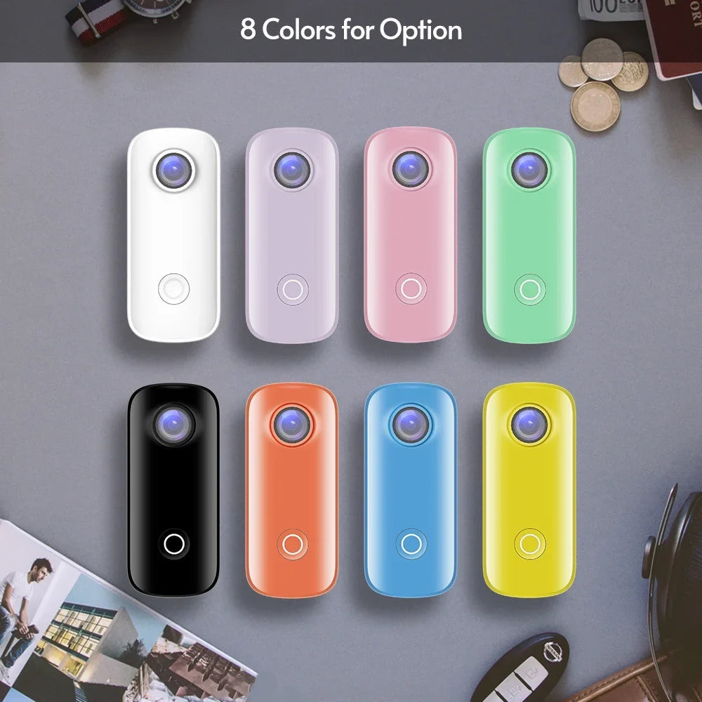 SizeJCAM C100 Action Camera 1080P/30fps Digital Video Camera 30M Waterproof Magnetic Body Built-in Battery WiFi Connection APP Sizeharing with Waterproof Case Back Clip Lanyard