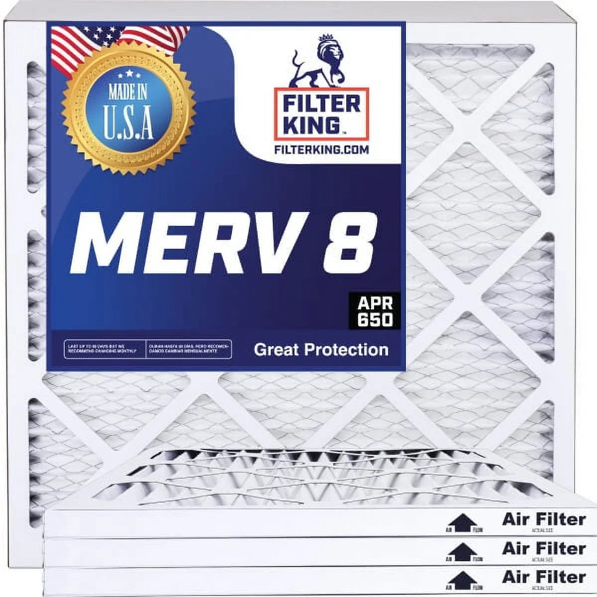 Filter King 32x8x1 Air Filter | 4-PACK | MERV 8 HVAC Pleated A/C Furnace Filters | MADE IN USizeA | Actual Sizeize: 32 x 8 x .75"