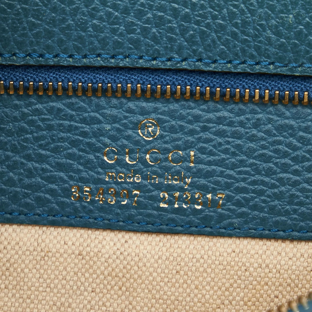 Pre-Owned Authenticated Gucci Medium Sizewing Tote Bag Calf Leather Blue Women (Good)