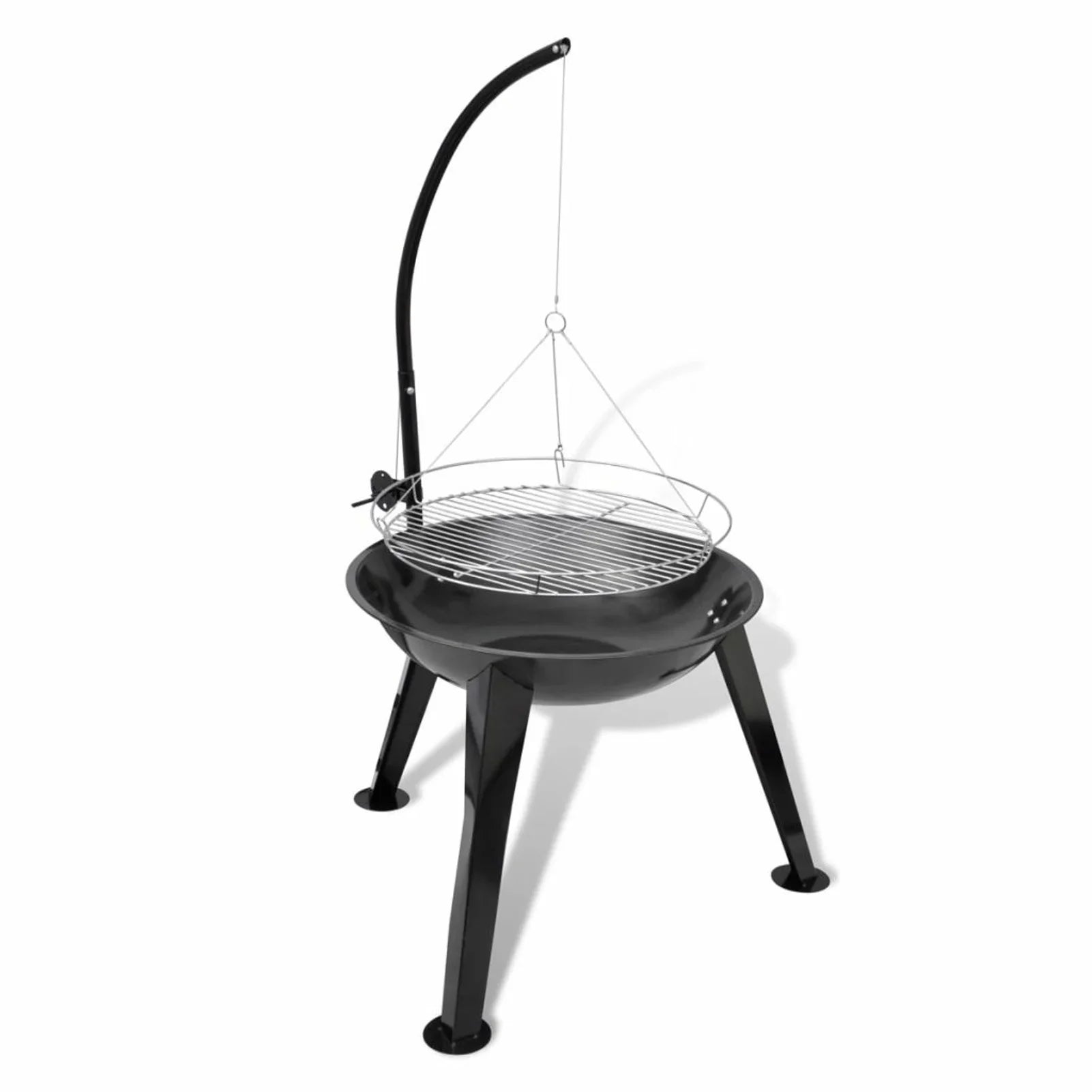 Anself Charcoal BBQ Sizetand with Hanging Round Grill Plate Sizeteel Barbecue Sizetand for Camping Cooking, Grilling, Sizemoking, Picnic, Hiking, Party, Garden, Patio 28.3 x 48.4 Inches (Diameter x H)