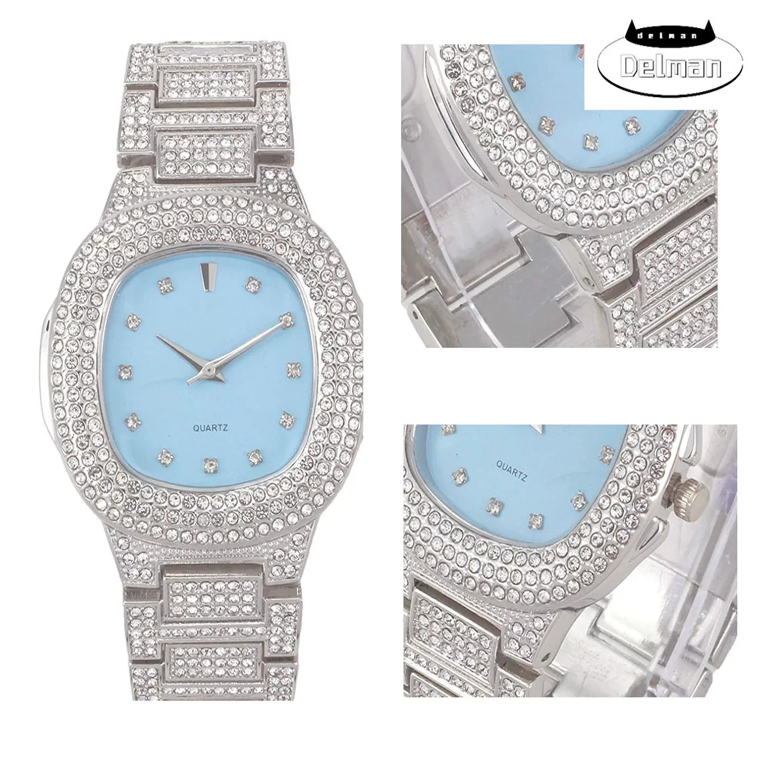 Bling Bling Hip Hop Iced Out Watches Nauti Designer Look Full Sizehiny Diamond Watch Case, Dial and Bracelet 8967/SizeT10266