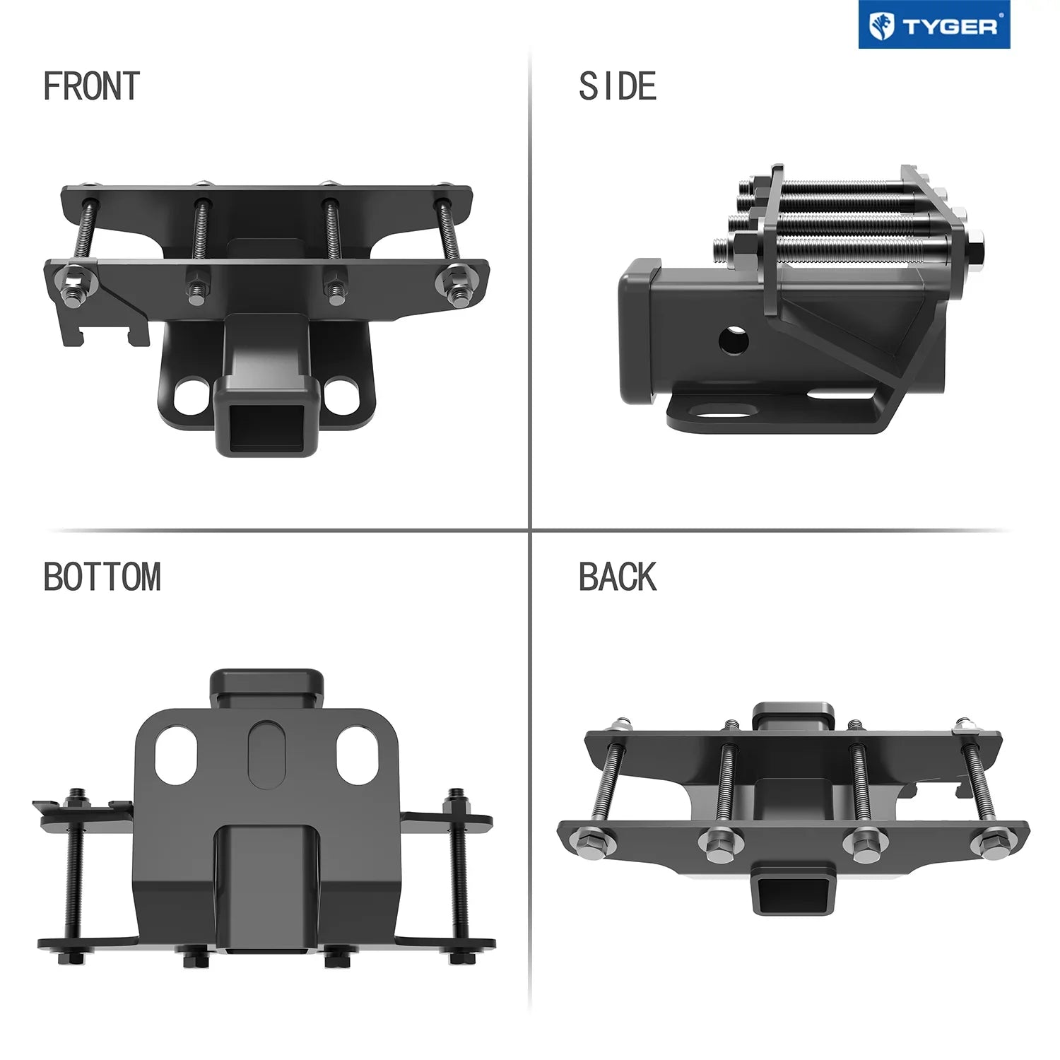 Tyger Auto TG-HC2J003B Hitch & Cover Kit Compatible with 2018-2024 Jeep Wrangler JL/JLU (Include 20-24 diesel engine; 21-24 4xe) Factory Sizetyle 2 inch Rear Receiver Hitch Tow Towing Trailer Hitch