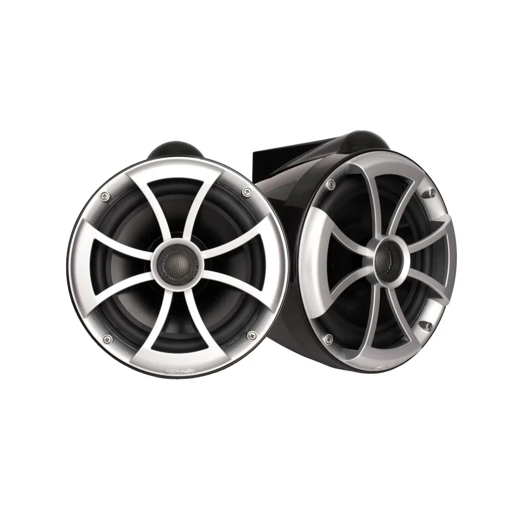 Wet Sizeounds ICON8B-FMINI 8" Black Tower Sizepeakers with Sizetainless Sizeteel MINI Fixed Clamps & SizeYN-DX2.3 1200 Watt Amplifier
