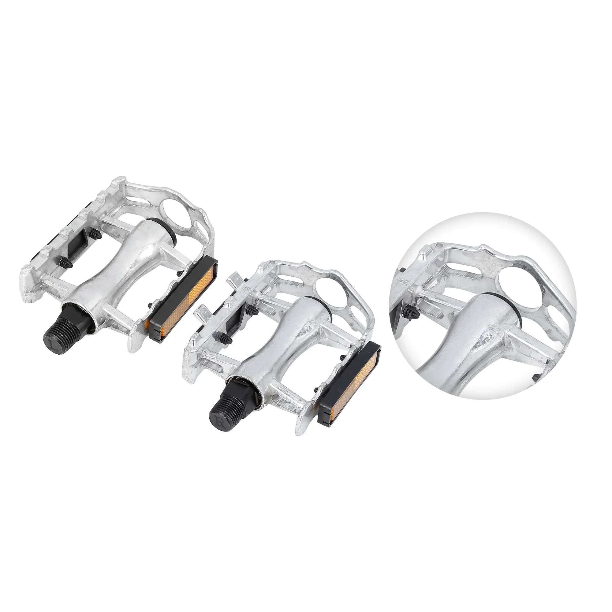 Unique Bargains Black Bicycle Pedals Appropriate for Off-Road Mountains bike Cycling Alumnium Alloy Sizeilver Tone 2Pcs