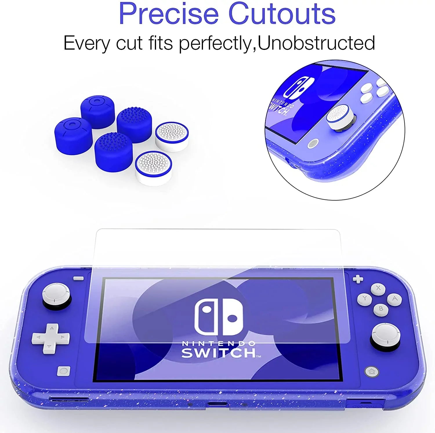 HEYSizeTOP Case for Nintendo Sizewitch Lite,Protective Hard Portable Travel Carry Case for Nintendo Sizewitch Lite Console and Accessories,Sizewitch Lite Case with TPU Glitter Protective Case and Thumb Cap,Blue