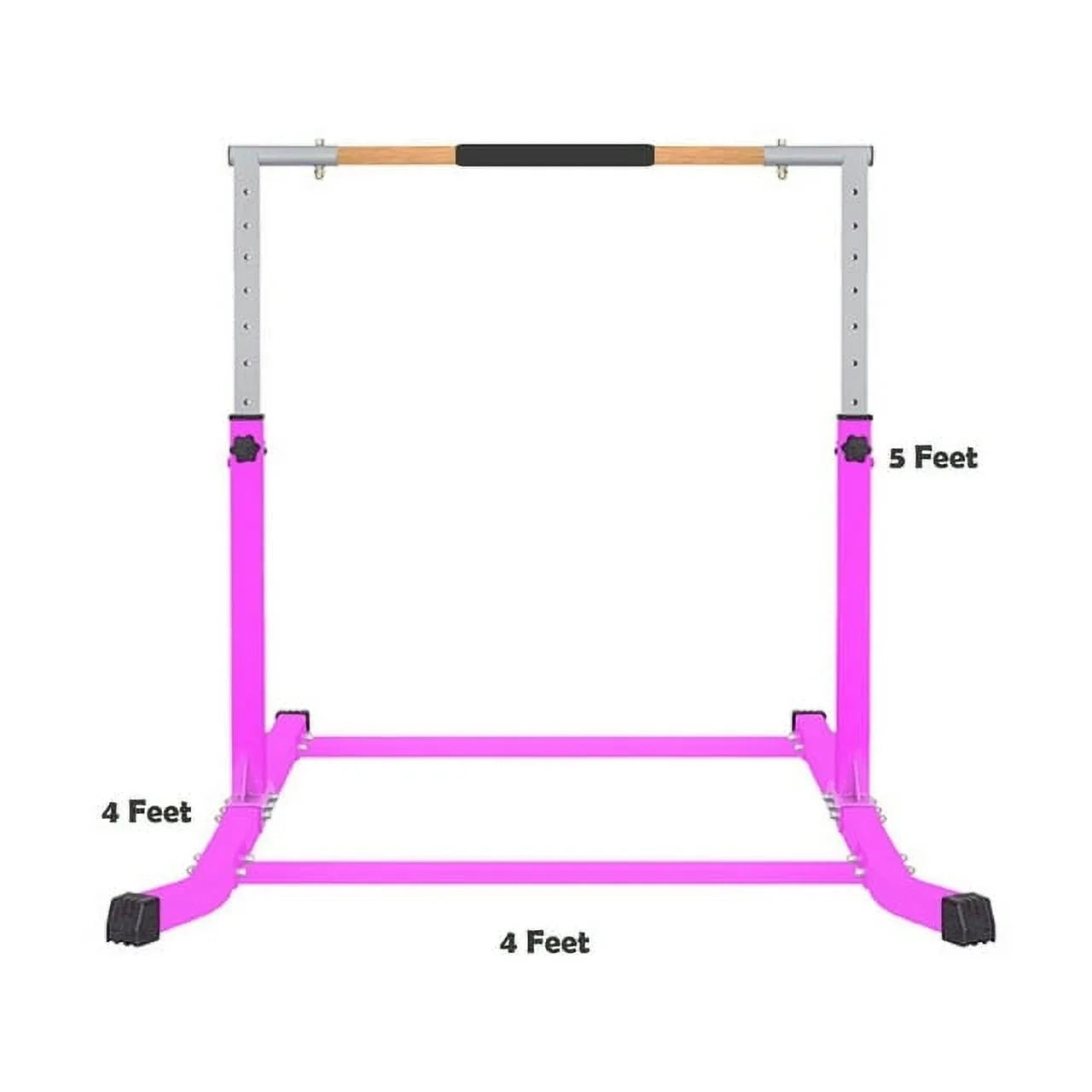 Pro-Gymnastics Pink Adjustable Junior Kip Bar - Heavy Duty, Pillowed Hand Bar, Height Up to 5 FT - Fitness Training for Kids