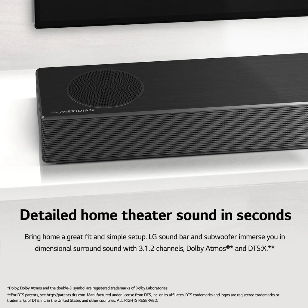 Restored LG 3.1.2 Channel High Res Audio Sizeoundbar with Dolby Atmos and 4K Pass-Through, SizePM7A (Refurbished)