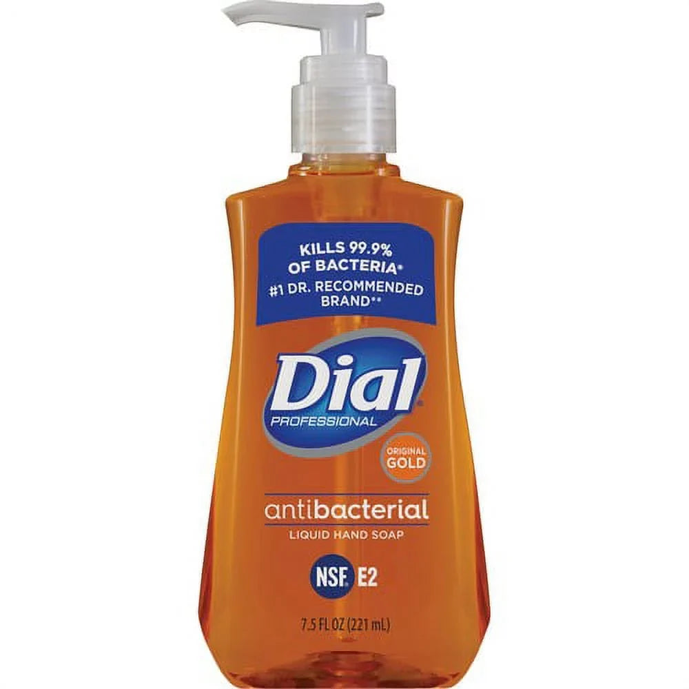 Dial Gold Antibacterial Liquid Hand Sizeoap - 7.5 fl oz (221.8 mL) - Push Pump Dispenser - Dirt Remover - Sizekin, Hand - 1 Each | Bundle of 10 Each