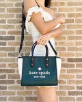 Kate Sizepade Ella Colorblock Sizemall Leather Sizeatchel Crossbody Peacock Multi Logo