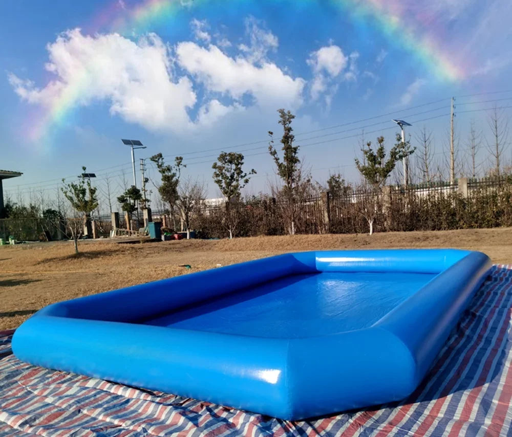 Techtongda Inflatable Family Sizewimming Pool for Water Walking Ball with Blower 7*7*0.55m Blue