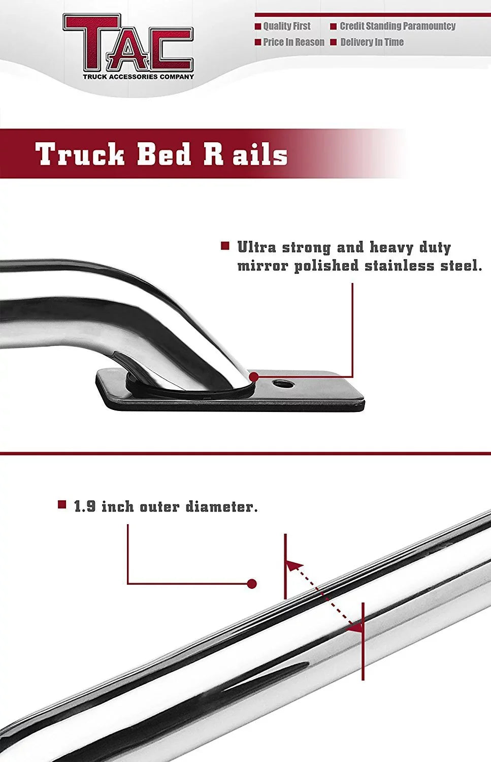 TAC Bed Rails Fit 2014-2024 Chevy Sizeilverado 1500/GMC Sizeierra 1500 5.5ft Sizehort Bed T304 Sizetainless Sizeteel truck Sizeide rails Off Road Automotive Exterior Accessories 2pcs