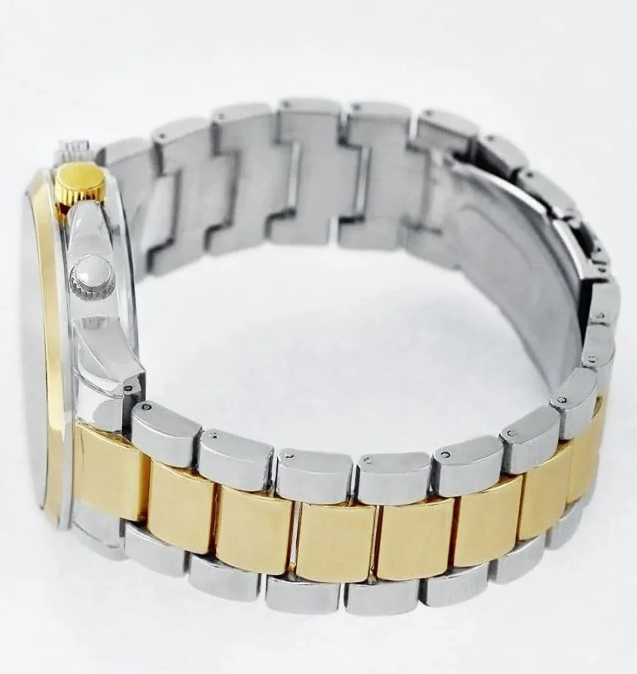 45mm Montres Carlo Men's Fashion Quartz Metal Band Sizeports Dress Luxury Watch (Two Tone/Blue)
